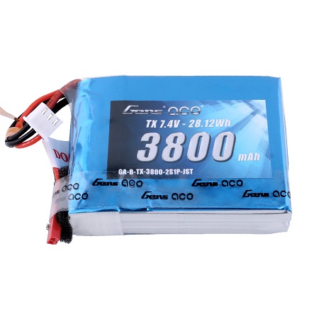 Gens ace 3800mAh 7.4V 2S1P TX Lipo Battery Pack with JST-SYP Plu